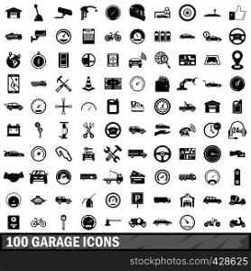 100 garage icons set in simple style for any design vector illustration. 100 garage icons set, simple style