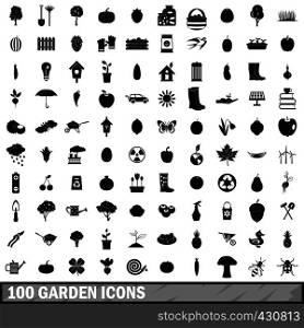 100 garden icons set in simple style for any design vector illustration. 100 garden icons set, simple style