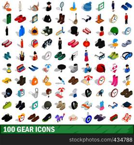 100 gear icons set in isometric 3d style for any design vector illustration. 100 gear icons set, isometric 3d style