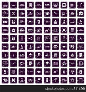 100 globe icons set in grunge style purple color isolated on white background vector illustration. 100 globe icons set grunge purple
