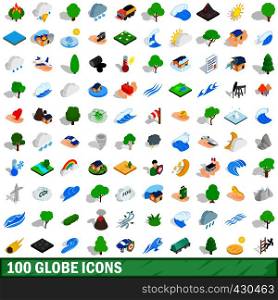 100 globe icons set in isometric 3d style for any design vector illustration. 100 globe icons set, isometric 3d style