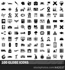 100 globe icons set in simple style for any design vector illustration. 100 globe icons set, simple style