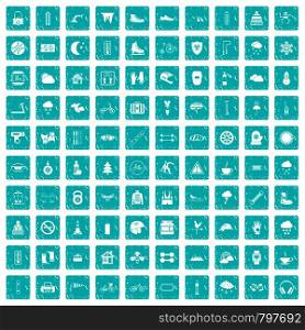 100 glove icons set in grunge style blue color isolated on white background vector illustration. 100 glove icons set grunge blue
