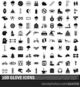 100 glove icons set in simple style for any design vector illustration. 100 glove icons set, simple style