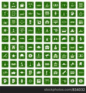 100 government icons set in grunge style green color isolated on white background vector illustration. 100 government icons set grunge green