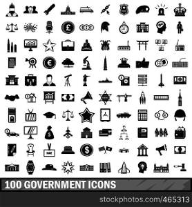 100 government icons set in simple style for any design vector illustration. 100 government icons set, simple style