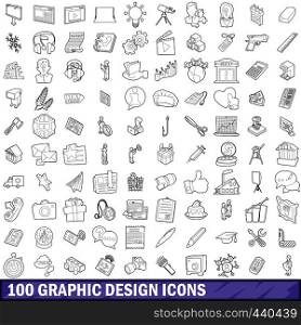 100 graphic design icons set in outline style for any design vector illustration. 100 graphic design icons set, outline style