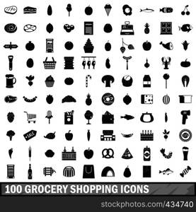 100 grocery shopping icons set in simple style for any design vector illustration. 100 grocery shopping icons set, simple style