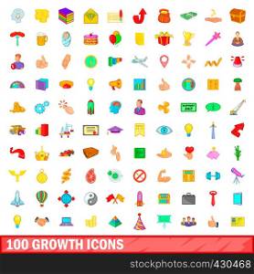 100 growth icons set in cartoon style for any design vector illustration. 100 growth icons set, cartoon style