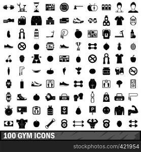 100 gym icons set in simple style for any design vector illustration. 100 gym icons set in simple style