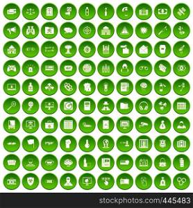 100 hacking icons set green circle isolated on white background vector illustration. 100 hacking icons set green circle
