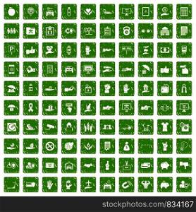100 hand icons set in grunge style green color isolated on white background vector illustration. 100 hand icons set grunge green