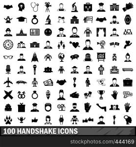 100 handshake icons set in simple style for any design vector illustration. 100 handshake icons set, simple style