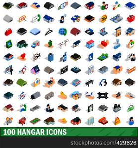 100 hangar icons set in isometric 3d style for any design vector illustration. 100 hangar icons set, isometric 3d style