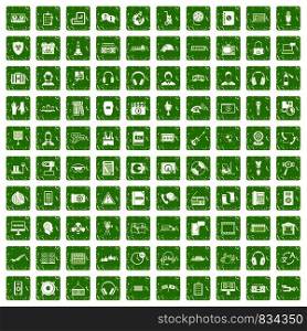 100 headphones icons set in grunge style green color isolated on white background vector illustration. 100 headphones icons set grunge green