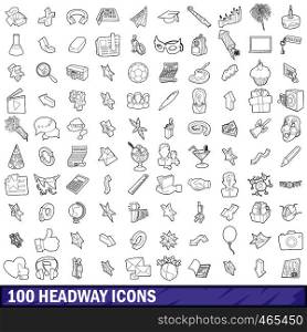 100 headway icons set in outline style for any design vector illustration. 100 headway icons set, outline style