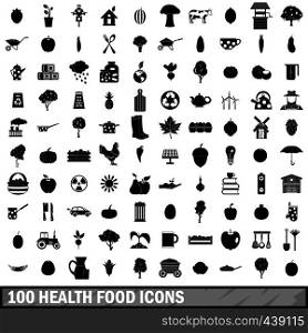 100 health food icons set in simple style for any design vector illustration. 100 health food icons set, simple style