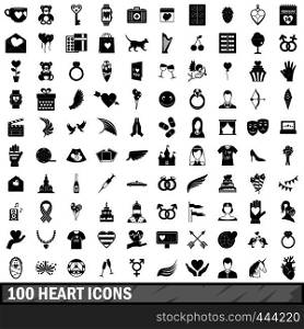 100 heart icons set in simple style for any design vector illustration. 100 heart icons set, simple style
