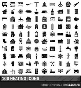100 heating icons set in simple style for any design vector illustration. 100 heating icons set, simple style