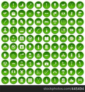 100 help icons set green circle isolated on white background vector illustration. 100 help icons set green circle