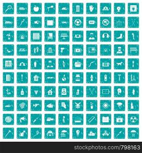 100 help icons set in grunge style blue color isolated on white background vector illustration. 100 help icons set grunge blue