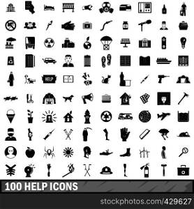 100 help icons set in simple style for any design vector illustration. 100 help icons set, simple style