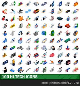 100 hi-tech icons set in isometric 3d style for any design vector illustration. 100 hi-tech icons set, isometric 3d style