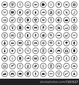 100 hi-tech icons set in simple style for any design vector illustration. 100 hi-tech icons set, simple style