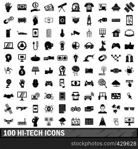 100 hi-tech icons set in simple style for any design vector illustration. 100 hi-tech icons set, simple style