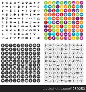 100 hi-tech icons set vector in 4 variant for any web design isolated on white. 100 hi-tech icons set vector variant