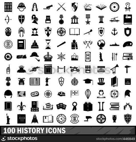 100 history icons set in simple style for any design vector illustration. 100 history icons set, simple style