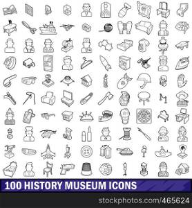 100 history museum icons set in outline style for any design vector illustration. 100 history museum icons set, outline style