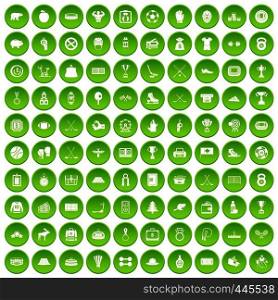 100 hockey icons set green circle isolated on white background vector illustration. 100 hockey icons set green circle