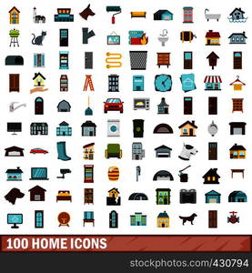 100 home icons set in flat style for any design vector illustration. 100 home icons set, flat style