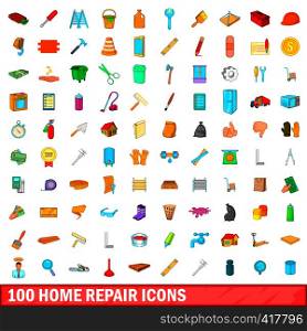100 home repair icons set in cartoon style for any design vector illustration. 100 home repair icons set, cartoon style