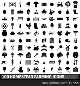 100 homestead farming icons set in simple style for any design vector illustration. 100 homestead farming icons set, simple style
