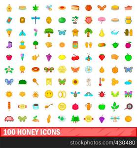 100 honey icons set in cartoon style for any design vector illustration. 100 honey icons set, cartoon style