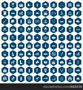 100 horsemanship icons set in sapphirine hexagon isolated vector illustration. 100 horsemanship icons sapphirine violet