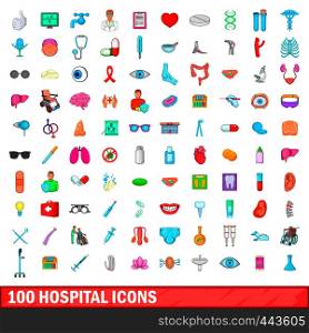 100 hospital icons set in cartoon style for any design vector illustration. 100 hospital icons set, cartoon style