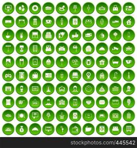 100 hotel icons set green circle isolated on white background vector illustration. 100 hotel icons set green circle