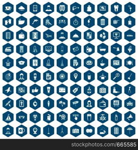 100 hotel services icons set in sapphirine hexagon isolated vector illustration. 100 hotel services icons sapphirine violet