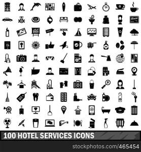 100 hotel services icons set in simple style for any design vector illustration. 100 hotel services icons set, simple style