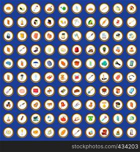 100 house icons circle set on blue background cartoon style vector illustration. 100 house icons set cartoon vector