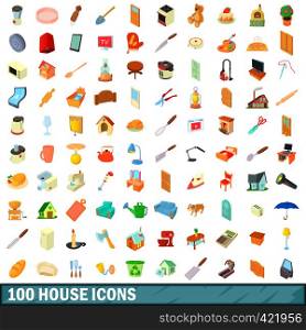100 house icons set in cartoon style for any design vector illustration. 100 house icons set, cartoon style