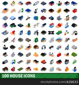 100 house icons set in isometric 3d style for any design vector illustration. 100 house icons set, isometric 3d style