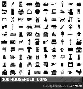 100 household icons set in simple style for any design vector illustration. 100 household icons set, simple style