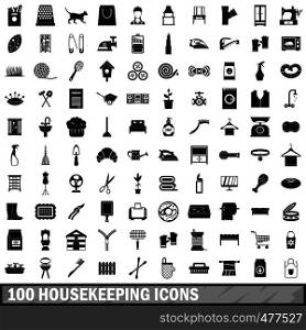 100 housekeeping icons set in simple style for any design vector illustration. 100 housekeeping icons set, simple style