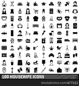 100 housewife icons set in simple style for any design vector illustration. 100 housewife icons set, simple style
