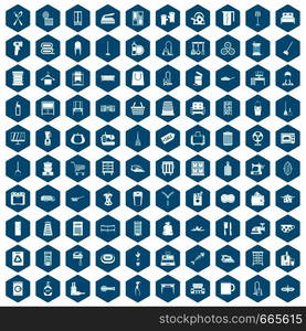 100 housework icons set in sapphirine hexagon isolated vector illustration. 100 housework icons sapphirine violet