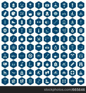 100 human health icons set in sapphirine hexagon isolated vector illustration. 100 human health icons sapphirine violet
